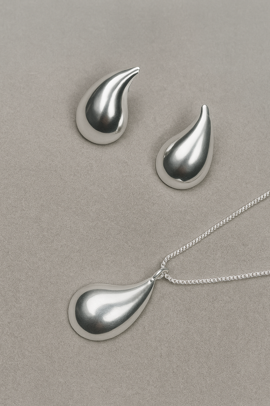 Conjunto Gota Minimalista  Banhado em Ródio