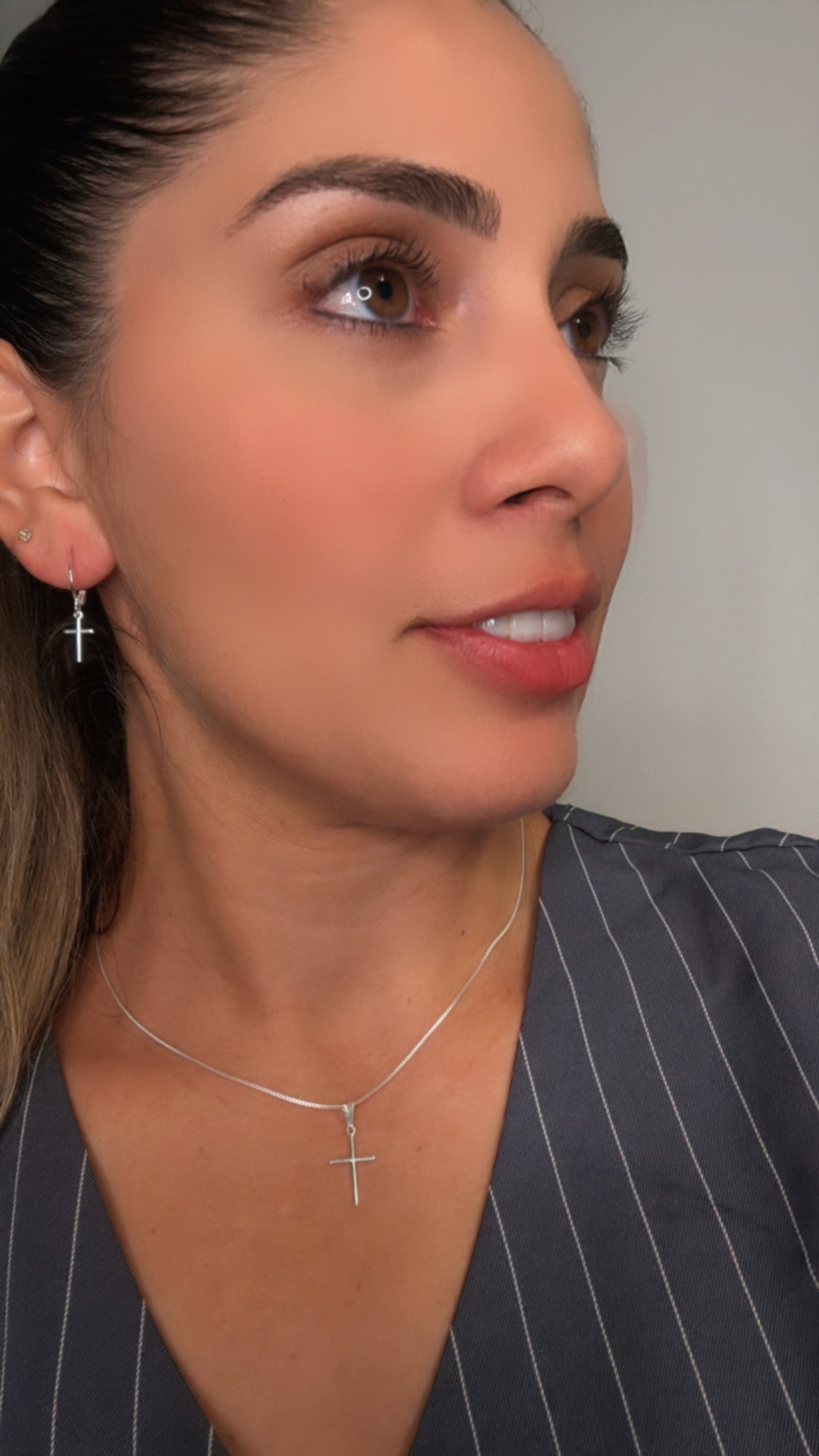 Conjunto Cruz – Colar e Brinco em Prata 925
