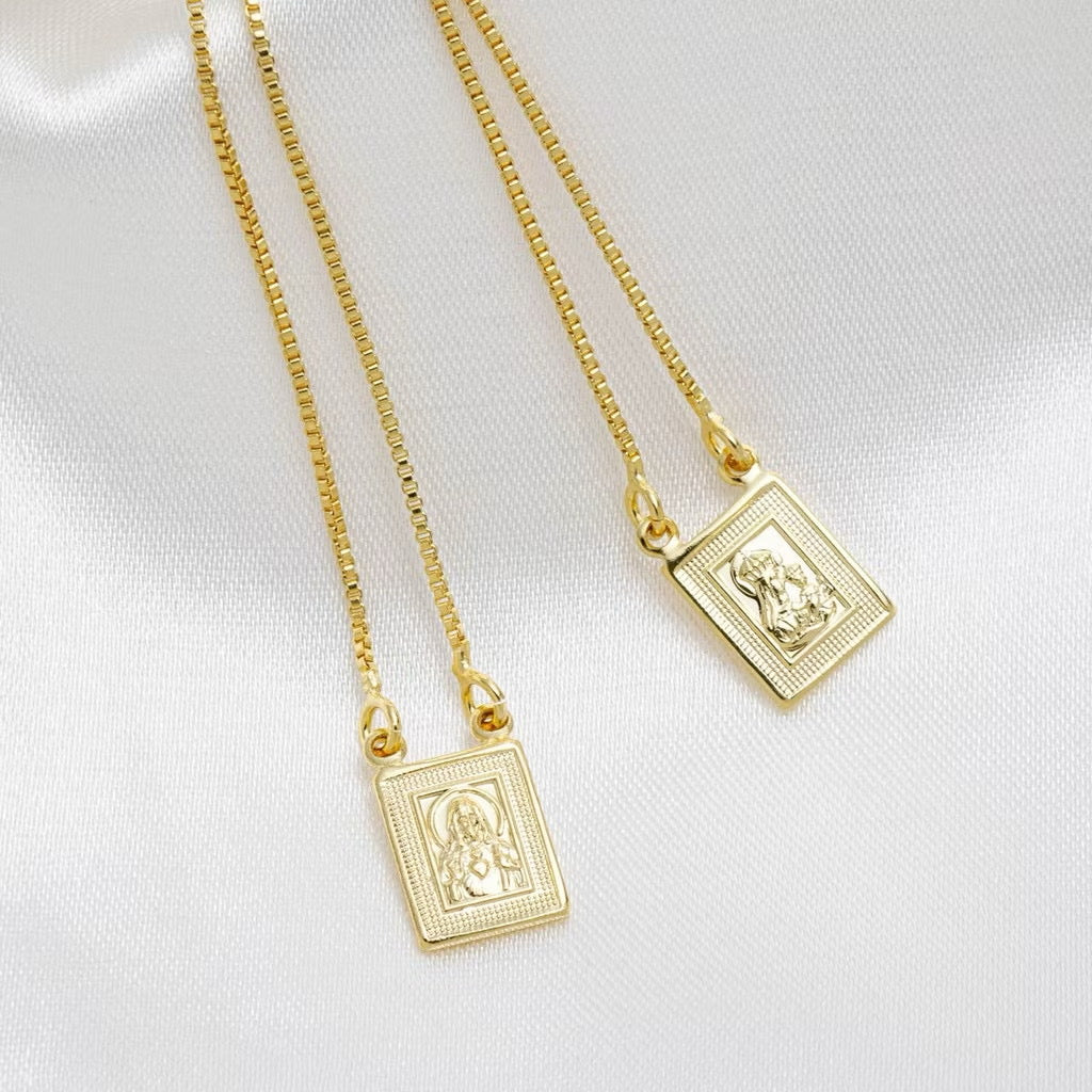 Escapulário Retangular Religioso – Banhado a Ouro 18K