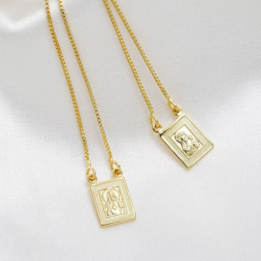 Escapulário Retangular Religioso – Banhado a Ouro 18K