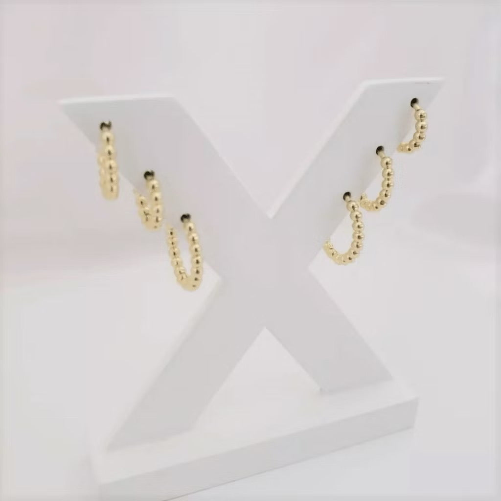 Argolas com Esferas Banho Ouro 18K – Kit com 3 Tamanhos