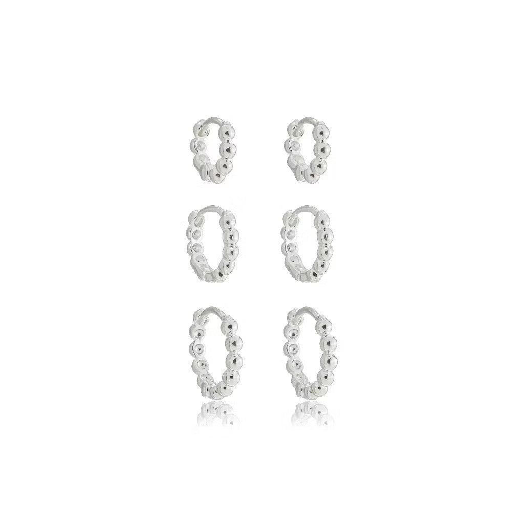 Argolas com Esferas Banho Ouro 18K – Kit com 3 Tamanhos