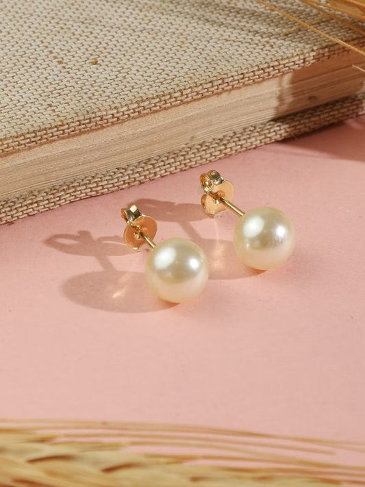 Brinco Clássico de Pérola com Pino – Banhado a Ouro ou Prata