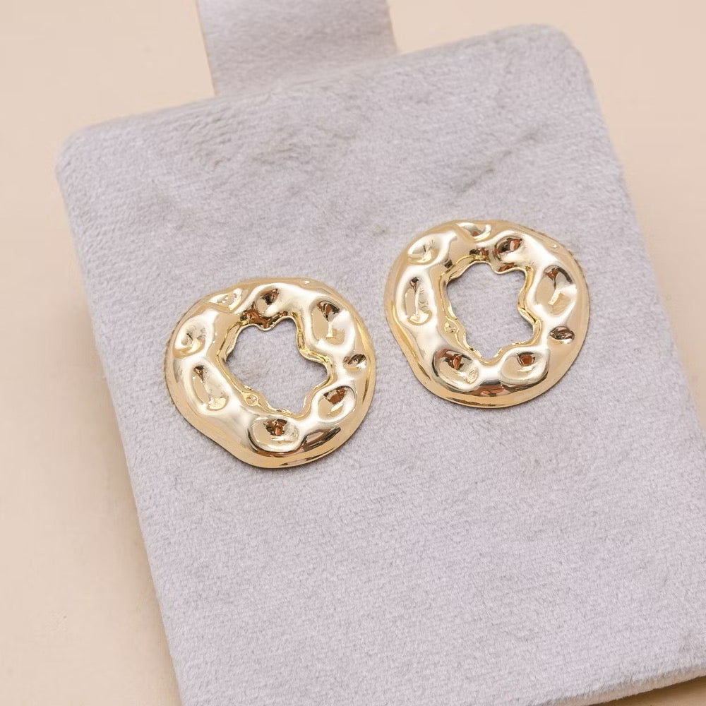 Conjunto Orgânico com Colar e Brinco Redondo | Banhado a Ouro 18K, Prata ou Ródio | Semijoia Moderna e Antialérgica