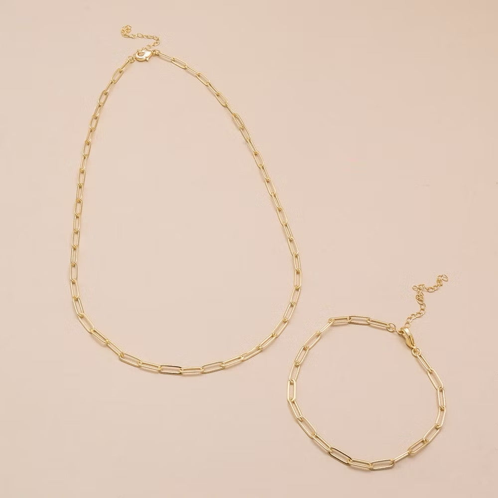 Conjunto Corrente Cartier Banhado a Ouro 18K – Colar + Pulseira